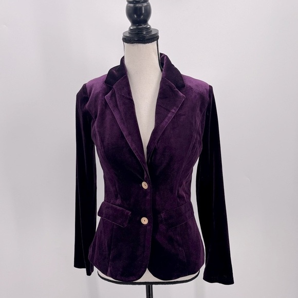 UEC Allegra K purple velvet blazer with gold buttons size XS - Picture 1 of 12